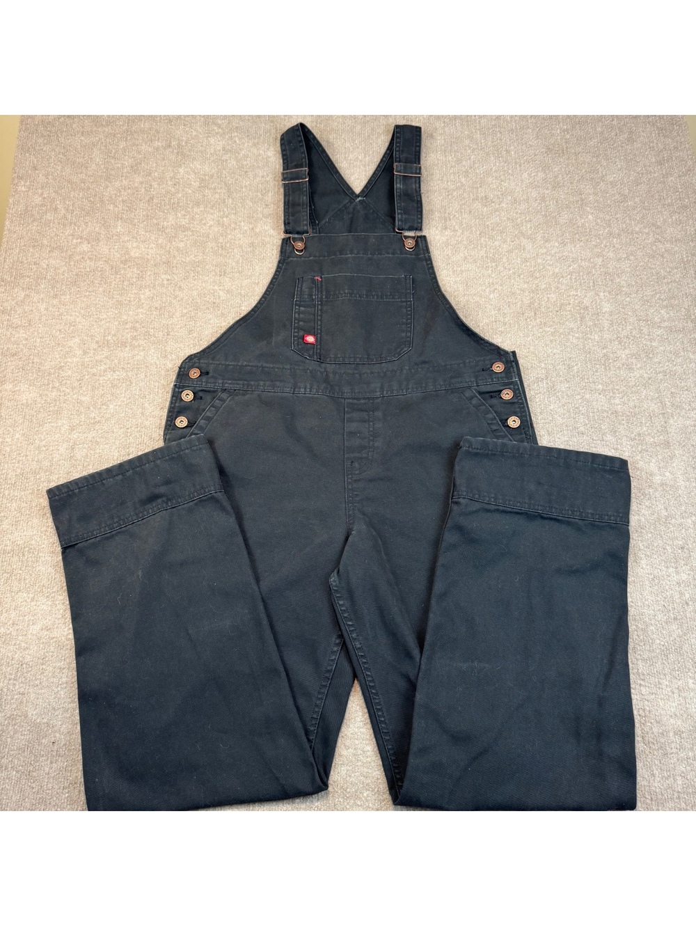 Dickies Dungarees Womens M Black Bib Overalls Workwear Canvas Carpenter Lady